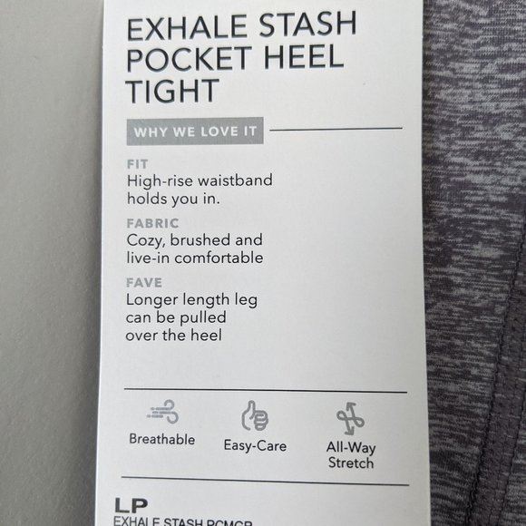 🌸 NWT Exhale Stash Pocket Heel Tight in SoftLuxe Size LP - Picture 5 of 11